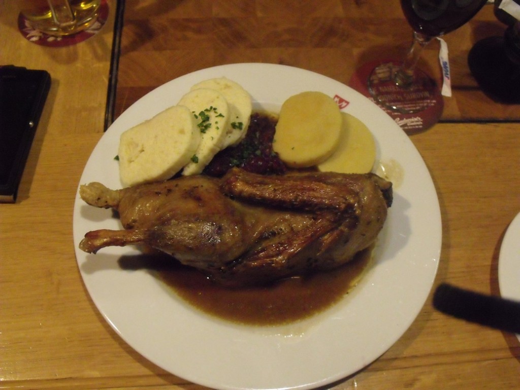 Roast duck with Knedliky dumplings